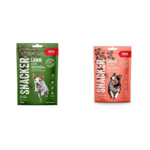 MERA Snacker Lamm & Lachs (je 1 x 200g), weiche Hundeleckerli getreidefrei | Hunde Leckerlis ideal fürs Training oder als Hundesnack | kalorienarme Leckerli Hund | Soft Dog Treats von MERA
