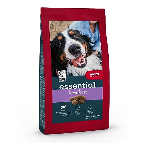 MERA essential Brocken, Hundefutter trocken für alle Hunderassen, Trockenfutter mit Geflügel Protein, gesundes Futter mit Omega-3 und Omega-6, große Kroketten, 12.5kg (1er Pack) von MERA