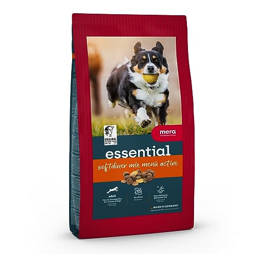 MERA essential Softdiner, Hundefutter trocken für sportliche Hunde, Trockenfutter mit Geflügel, gesundes Hunde Futter mit Omega-3 und Omega-6 für Haut und Fell, Mix Menü (12,5 kg) von MERA