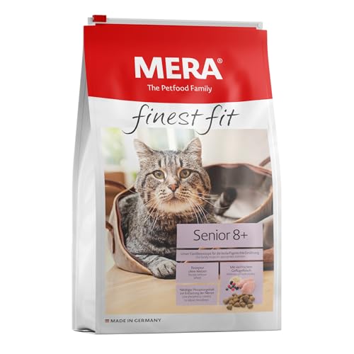 MERA finest fit Senior 8+, Katzenfutter trocken für ältere Katzen ab 8 Jahren, Trockenfutter aus frischem Geflügel und Reis, gesundes Futter mit Glucosamin, ohne Zucker (4 kg) von MERA