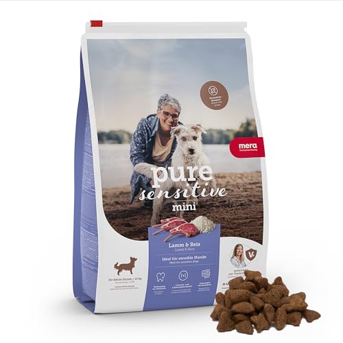 MERA pure sensitive Mini Lamm & Reis, Hundefutter trocken für kleine und sensible Hunde, Trockenfutter aus Lamm und Reis, kleine Kroketten ohne Weizen und Zucker (4 kg) von MERA