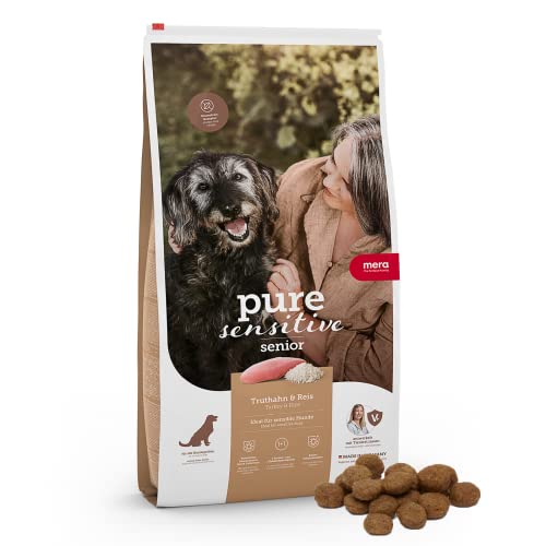 MERA pure sensitive Senior Truthahn und Reis | 1 kg | Alleinfutter für ältere sensible Hunde | tierische Proteinquelle & eine Kohlenhydratquelle | Glutenfreie Rezeptur von Mera Hund
