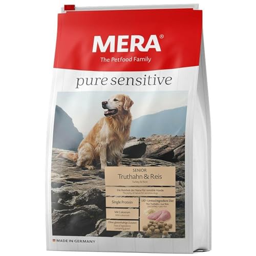 MERA pure sensitive Senior Truthahn und Reis | 1 kg | Alleinfutter für ältere sensible Hunde | tierische Proteinquelle & eine Kohlenhydratquelle | Glutenfreie Rezeptur von Mera Hund