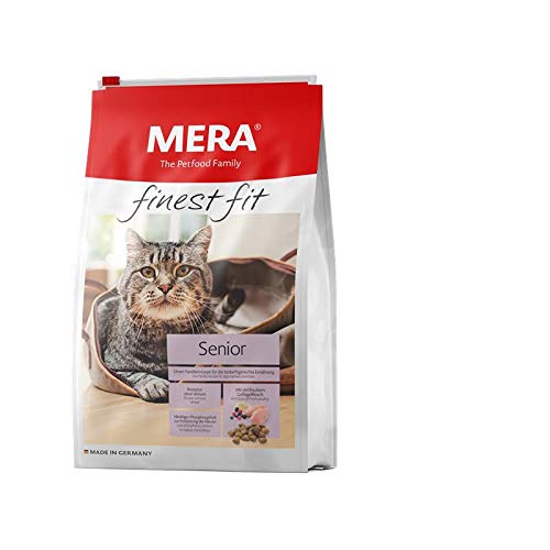 MERA Finest fit Senior 8+, Katzenfutter trocken für ältere Katzen ab 8 Jahren, Trockenfutter aus frischem Geflügel und Reis, gesundes Futter mit Glucosamin, ohne Zucker (400 g) von MERA