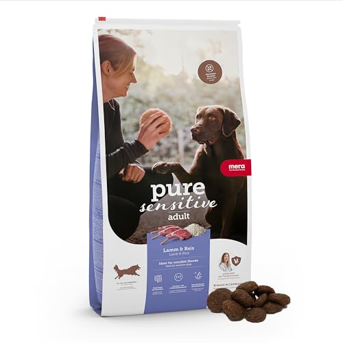 MERA pure sensitive Lamm & Reis, Hundefutter trocken für sensible Hunde, Trockenfutter aus Lamm und Reis, Futter für ausgewachsenen Hund, ohne Weizen und Zucker (4 kg) von MERA