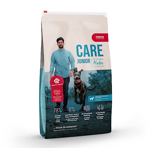 mera Care Junior Huhn, Hundefutter für Welpen bis zum 12. Monat, mit 78% tierischem Protein, ohne Weizen (10kg) von MERA