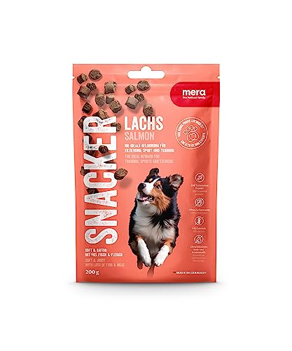 MERA Snacker Lachs (1x200g), getreidefrei, softe Hundeleckerli für Training oder als Snack, herzhafte fleischige Leckerlies für alle Hunde von MERA