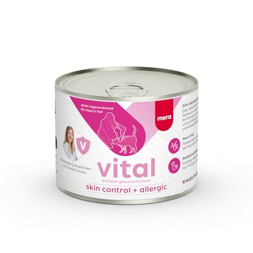 MERAVITAL Skin Control + Allergic Katzenfutter nass (6x200g) für ausgewachsene Katzen mit Hauterkrankungen & Futtermittelallergien von MERAVITAL Einfach gesund füttern