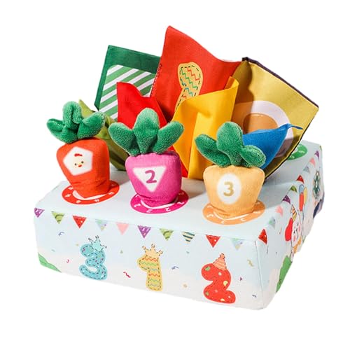 Karottenmatte, Sensorische Nachzieh Taschentuchbox für Kleinkinder, 2 in 1, Lustiges Frühpädagogisches Spielzeug, Karottenspielzeug, Karottenplüschspi, Freizeitpark von MERIGLARE