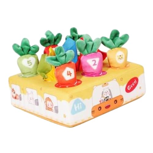 Karottenmatte, Sensorische Nachzieh Taschentuchbox für Kleinkinder, 2 in 1, Lustiges Frühpädagogisches Spielzeug, Karottenspielzeug, Karottenplüschspi, tragen von MERIGLARE