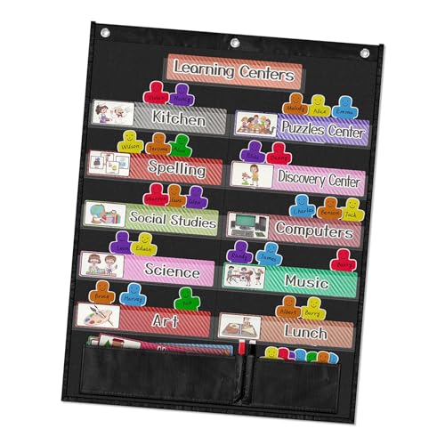 MERIGLARE Taschendiagramm Zum Aufhängen An Der, Klassenzimmer Management Taschendiagramm für Wohnheim, Vorschule, Büro, Schwarz von MERIGLARE