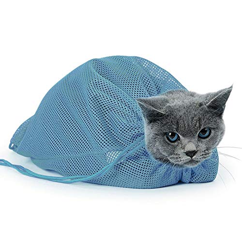 MEROURII Katze Baden Tasche, 1 Stücke Haustier-Katzen-Pflege-waschende Bad-Tasche, Katze Dusche Netz Tasche Anti-Beißen Anti-Kratzen Rückhaltetasche für Baden, Nagel Trimmen von MEROURII