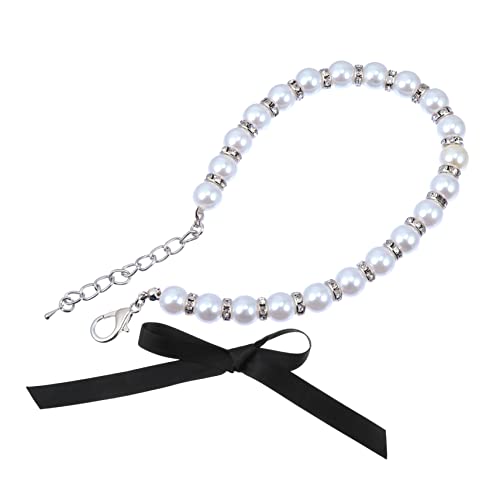 MERRYHAPY 1 Satz Perlenhalsband für Haustiere Halsband für Hunde Perlenhalskette Halsketten eine Halskette aus Katzenimitationsperlen Haustierhalsband mit Schleife Kleiner Hund von MERRYHAPY