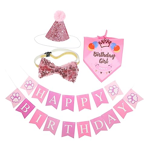 MERRYHAPY Katzenmütze-Halsband-Set – Geburtstagsdekoration – Kätzchen-geburtstagsmütze Hunde-geburtstagsmütze Tragbare Katzenmütze von MERRYHAPY