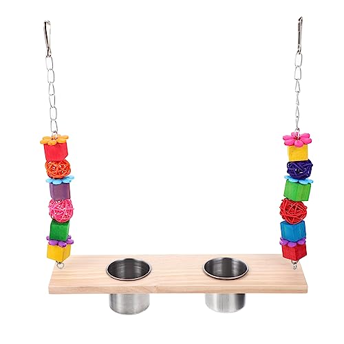 MERRYHAPY Papageienschaukel Vogel Spielzeug Holz Edelstahl Papageienständer Vogelfutternapf Sittichständer Papageien-stehsitz MERRYHAPY Papageienschaukel Vogel Spielzeug Holz Edelstahl Papageienständer Vogelfutternapf Sittichständer Papageien-stehsitz von MERRYHAPY