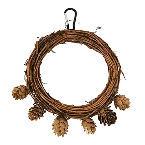 MERRYHAPY Vogelschaukel Für Kleintiere Hängender Kletterring Aus Rattan Spielzeug Für Nymphensittiche Und Wellensittiche Zum Kauen Und Klettern von MERRYHAPY