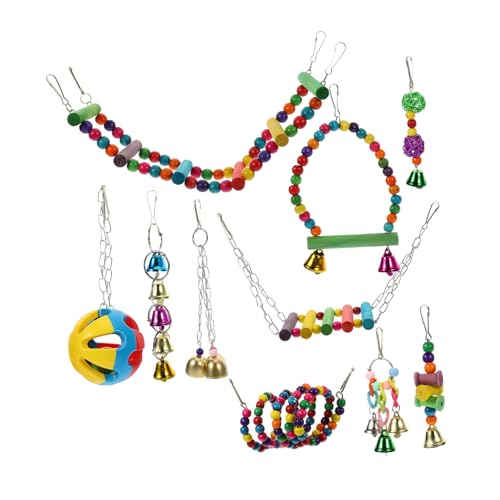 MERRYHAPY 10 Stück Vogelspielzeug Sittichspielzeug Vogelstange Holzvogelspielzeug Vogelständer Sittichkäfig Vogelständer Spielzeug Vogelständer Spielzeug von MERRYHAPY