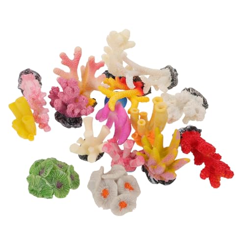 MERRYHAPY 16 Stück Künstliche Korallen Aquarium Deko Mini Korallenriff aus Langlebigem Harz Kompakte Fischbecken Dekoration Pflegefreie Aquarienlandschaft für Kleine und Große Aquarien von MERRYHAPY