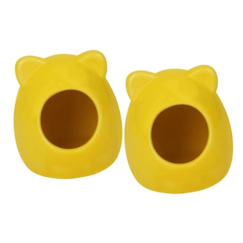 MERRYHAPY 2 Stück Keramiknester für Hamster Kühlbett für Haustiere Ohrform-Design stilvolles Nest für Kleintiere leicht zu waschen und zu verwenden zufällige Farbe von MERRYHAPY