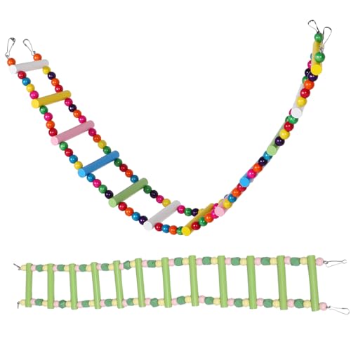 MERRYHAPY 2 Stück Papageien Kletterleiter Kleines Papageienspielzeug Vogel Spielleiter Papageienleiter Vogel Klettergerüst Laufstall Leiter Spielzeugleiter von MERRYHAPY