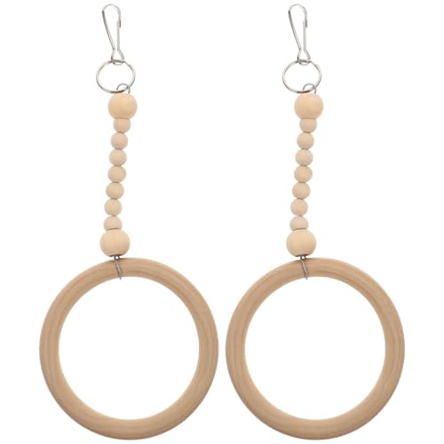 MERRYHAPY 2 Stück Teiliges Papageien Holz Schaukelspielzeug für Wellensittiche und Kleine Vögel Langlebiges Vogelspielzeug für Klettern und Bewegung Geeignet für Voliere und Käfigzubehör von MERRYHAPY