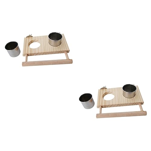 MERRYHAPY 2 Stücke Papagei Futternapf Feeder Edelstahl Käfig Zubehör Papagei Wasser Feeder Vogel Futternapf Einfache Reinigung Design von MERRYHAPY