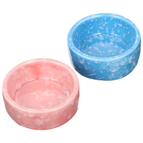 MERRYHAPY 2Stücke Kleine Keramikschale für Hamster und Meerschweinchen Futternapf und Wassernapf rutschfest für Kleine Haustiere Langlebiges Material Schalen von MERRYHAPY