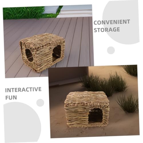 MERRYHAPY 2Stücke Meerschweinchen Versteck Faltbares Grashaus für Kaninchen Kleintiere Handgefertigtes Nest für Meerschweinchen und Hasen für Sichere Ruheplätze von MERRYHAPY