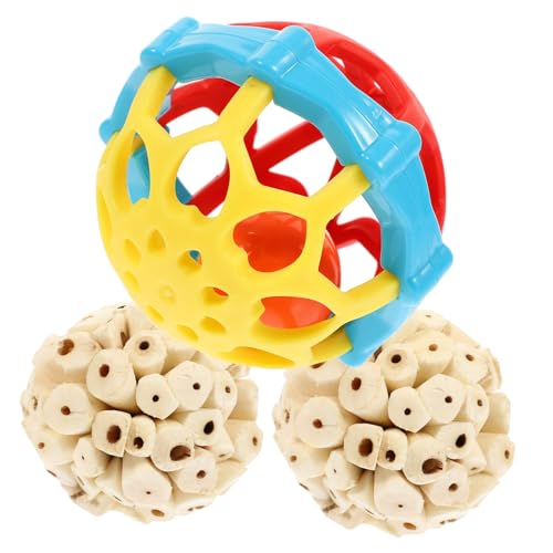 MERRYHAPY Vogel Kauspielzeug Mit Gummibällen Zum Schleifen des Schnabels Für Papageien Wellensittiche Nymphensittiche Mit Glockenform Für Kleine Vögel von MERRYHAPY