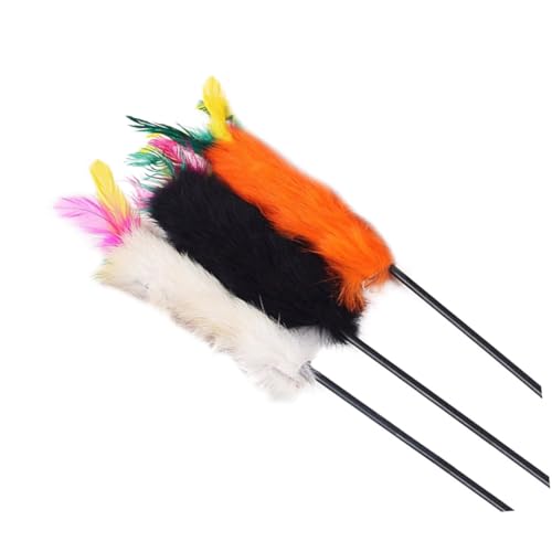 MERRYHAPY 3 Stück Bunte Katzenspielzeuge mit Kaninchenfell Interaktive Cat Teaser Sticks für Kätzchen und Wohnungskatzen Robustes Handliches Design für Aktives Spiel und Zufällige Farbe von MERRYHAPY