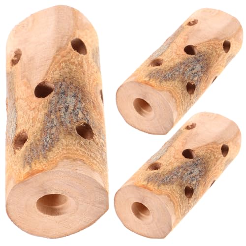 MERRYHAPY 3 Stück natürliches Kauspielzeug Holzspielzeug für Kleintiere Hamster Kauspielzeug Kleintier-Zahnpflege- groß Röhren Hasenkauspielzeug Holzstäbchen-Beißspielzeug hölzern von MERRYHAPY