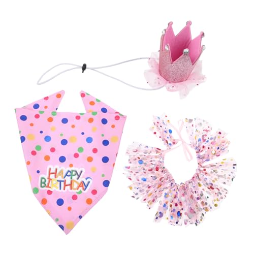 MERRYHAPY 3-teiliges Hund Geburtstag Halstuch Partyhut Hundekleid Mädchen-Set Welpenkostüm von MERRYHAPY