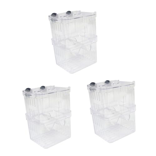 MERRYHAPY 3-teilige Fischzuchtbox: Transparente Aquarium-isolationsbox, Durchsichtiger Fischinkubator, Brutteiler, Brutbehälter Mit Saugnapf Für Garnelen von MERRYHAPY