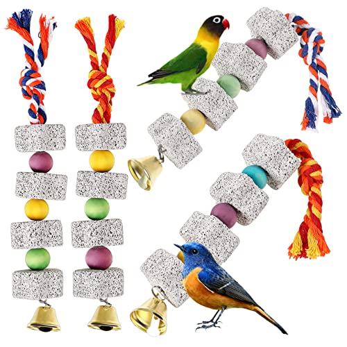 MERRYHAPY 4stücke Papageien-Spielzeug Mit Kauspielzeug Und Glocken Beißsteine Für Vögel Hängendes Zubehör Für Käfige Für Kleine Und Mittlere Papageien von MERRYHAPY
