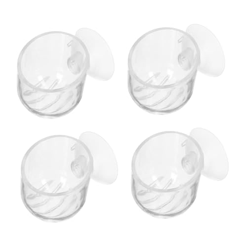 MERRYHAPY 4 Stück Fischfutterspender Rotwurmbehälter mit Saugnapf Transparenter Futterbecher für Aquarium Pflanzen und Wasserpflanzen Langlebiges Futterzubehör für Garnelen und Fischbecken von MERRYHAPY