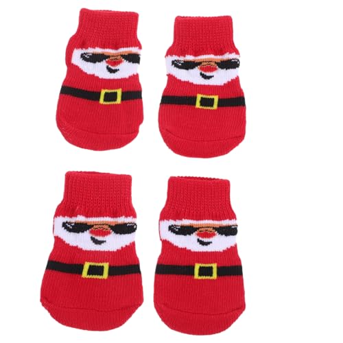 MERRYHAPY 4 Stück Haustier Socken Hundesocken Für Den Urlaub Hundeweihnachtssocken Weihnachtshundestrümpfe Pfotenschutz Für Haustiere Welpensocken Ältere Austauschbar Polyester Hundekleidung von MERRYHAPY