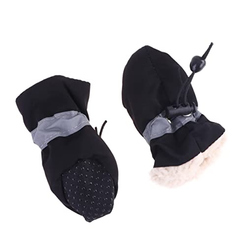 MERRYHAPY 4 Stück Schwarze Hausschuhe Dicke Haustierschuhe Hunde Pfotenschuh Turnschuhe Schneestiefel Schuhe für Hunde Stiefel für Hunde drinnen Socke mittlerer Hund Hundeschuhe Schneeschuhe von MERRYHAPY