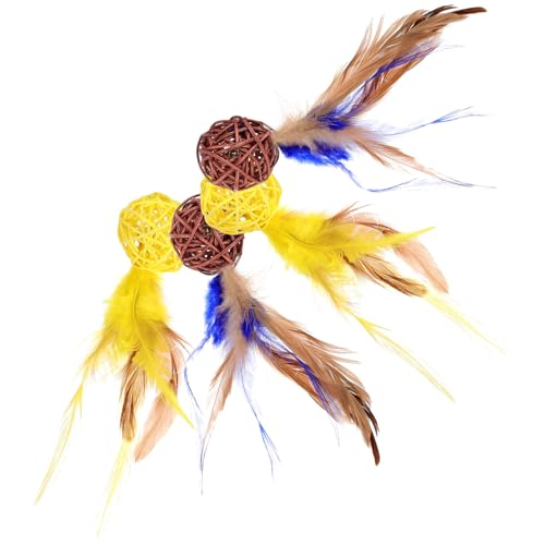 MERRYHAPY 4 Stück Katzenspielzeug mit Federn Spielzeug für Kätzchen aus Rattanbällen Rattanbälle für Katze interaktives katzenspielzeug Interactive cat Toy Katzengewebte Rattanbälle Plüsch MERRYHAPY 4 Stück Katzenspielzeug mit Federn Spielzeug für Kätzchen aus Rattanbällen Rattanbälle für Katze interaktives katzenspielzeug Interactive cat Toy Katzengewebte Rattanbälle Plüsch von MERRYHAPY