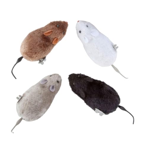 MERRYHAPY 4 Stück Teiliges Aufziehspielzeug Plüschmaus mit Lustiges Katzenspielzeug zur Vermeidung von Beißverhalten Leichtes Tragbares Indoor Outdoor für Katzen und Zufällige Farbe von MERRYHAPY