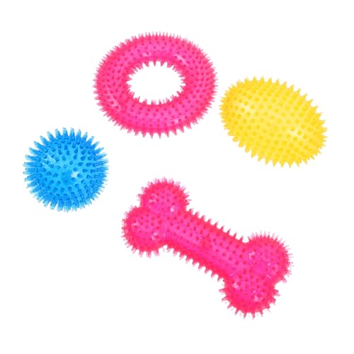 MERRYHAPY 4 Stück Teiliges Hundespielzeug Strapazierfähige Elastische Noppenbälle Kauspielen Zahnpflegend für Welpen Geeignet für Kleine bis Große Rassen Fördert Zahngesundheit und von MERRYHAPY