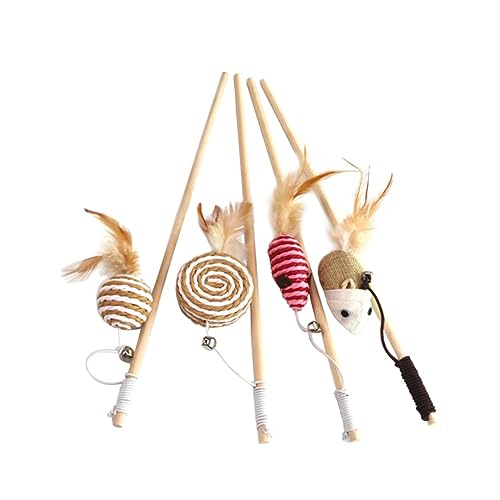 MERRYHAPY 4 Stück Teiliges Interaktives Katzenspielzeug mit Holzstab und Glocken Katzenminze Mäuse Teaser für Aktives und Training Zufälliger Stil MERRYHAPY 4 Stück Teiliges Interaktives Katzenspielzeug mit Holzstab und Glocken Katzenminze Mäuse Teaser für Aktives und Training Zufälliger Stil von MERRYHAPY