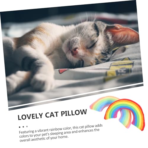 MERRYHAPY 4 Stück Teiliges Katzenkissen mit Katzenminze U förmiges Nackenschutz Kissen Weiches Langlebiges für Kätzchen Interaktives Kuschelkissen in Dunkelbunter Regenbogenfarbe von MERRYHAPY