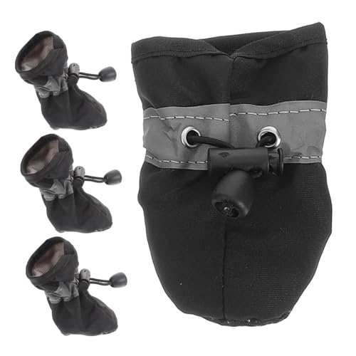 MERRYHAPY 4 Stück Teiliges Mittelgroße Atmungsaktive wasserdichte Hundeschuhe mit Rutschfester Weicher Sohle Reflektierend für Indoor Outdoor Pfotenschutz und Sichere Abendspaziergänge von MERRYHAPY