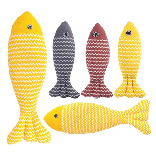 MERRYHAPY 5 Stück Katzenspielzeug Fischform Interaktiv Kauspielzeug Für Haustiere Kätzchen Beißspielzeug von MERRYHAPY