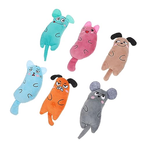 MERRYHAPY 6 Stücke Katze Catnip Molar Spielzeug Biss Resistente Catnip Spielzeug Cartoon Katze Bitter Spielzeug von MERRYHAPY
