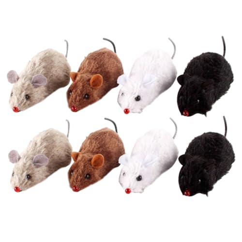MERRYHAPY 8 Stück Aufziehmaus Katzenspielzeug Plüsch Mäusemodell ohne Batterie Langlebig Interaktiv für Katzen Geschenkidee Mechanismus Haustierspielzeug Zufällige Farbe Zufällige Farbe von MERRYHAPY