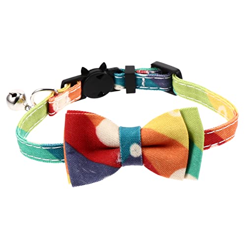 MERRYHAPY Buntes Katzenhalsband mit Schleife Verstellbares Halsband für Kätzchen Geeignet für Verschiedene Leicht und Bequem für Täglichen Gebrauch für Partys und Besondere Anlässe von MERRYHAPY