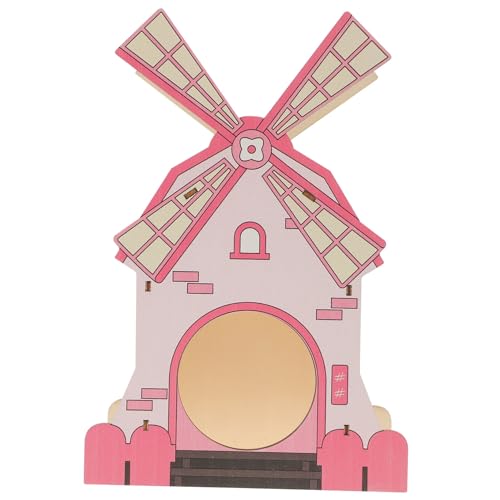 MERRYHAPY Dekoratives Hamsterhaus aus Holz mit Glatten Kanten Sicheres Versteck für Zwerghamster und Kleintiere Spiel Schlafgeeignet DIY bemalbar für Innenbereich Haustierzubehör von MERRYHAPY