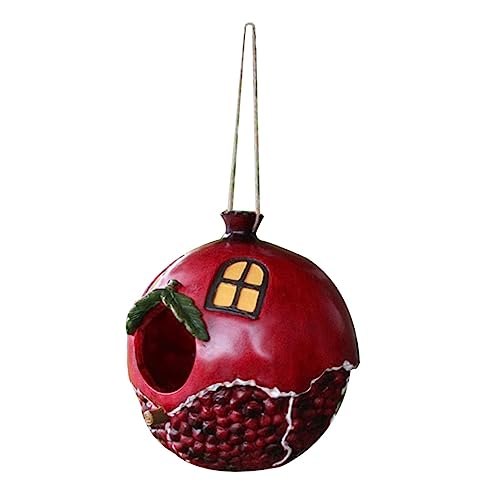 MERRYHAPY Vogelhäuschen Zum Aufhängen Aus Kunstharz Granatapfel-Design Vogelnest für Den Außenbereich Dekoration für Den Garten Rot MERRYHAPY Vogelhäuschen Zum Aufhängen Aus Kunstharz Granatapfel-Design Vogelnest für Den Außenbereich Dekoration für Den Garten Rot von MERRYHAPY