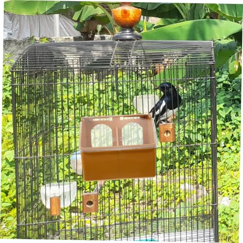 MERRYHAPY Hängender Vogelfutterspender mit Zwei Fächern für Tauben und Papageien Großer mit Wasserbehälter Installieren Langlebig Geeignet für Vogelkäfige und Wellensittiche von MERRYHAPY